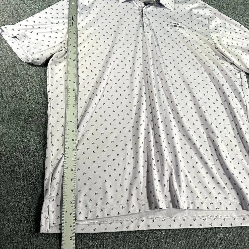 Adidas Golf Polo Mens XL purple Hampton Hall All Over Logo Print Performance
